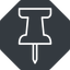 Thin, up, solid, octagon, thumbtack, pin, unpin, thumbtack-thin icon
