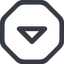 Line, down, wide, octagon, arrow, direction, caret, caret-wide icon