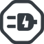 Line, down, wide, octagon, electricity, plug, charge, charger, electric, electrics, electrical, plug-alt icon