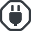 Line, left, wide, octagon, electricity, plug, charge, charger, electric, plug-solid, electrics, electrical icon