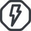 Line, wide, solid, octagon, lightning, bolt, electricity, thunder, lightning-wide icon
