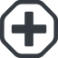 Line, octagon, plus, add, new, medical, plus-solid, create, addition, +, more, medic icon