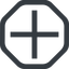Line, wide, octagon, plus, add, new, plus-wide, create, addition, +, more icon