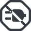 Line, down, wide, octagon, prohibited, electricity, plug, charge, charger, electric, plug-solid, electrics, electrical icon