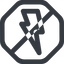 Line, wide, solid, octagon, horizontal, mirror, prohibited, lightning, bolt, electricity, thunder, lightning-wide icon