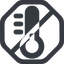 Line, wide, octagon, horizontal, mirror, prohibited, temperature, low, thermometer, cold, thermometer-low, thermometer-low-solid icon
