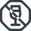 Line, wide, octagon, glass, prohibited, party, wine, champagne, glass-wine, drink, water, glass-wine-wide icon