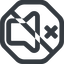 Line, up, wide, octagon, prohibited, speaker, volume, mute, unmute, music, sound, loudspeaker, mute-wide icon