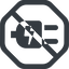Line, up, wide, octagon, prohibited, electricity, plug, charge, charger, electric, electrics, electrical, plug-alt icon