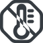 Line, wide, solid, octagon, prohibited, temperature, thermometer, heat, high, hot, thermometer-high, thermometer-high-solid icon