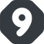 Down, wide, solid, octagon, number, font, digit, 6, six, six-wide, 9, nine icon