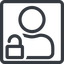 Line, normal, square, horizontal, mirror, user, man, woman, person, unlocked, secure, safe, padlock, unlock, user-unlock icon