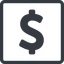 Line, normal, square, symbol, money, donate, donation, coin, dollar, currency, us, usa, dollar-solid icon