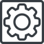 Line, normal, square, setting, config, gear, wheel, settings, cog icon