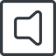 Line, normal, square, speaker, volume, mute, unmute, music, sound, loudspeaker icon