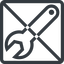 Line, down, normal, square, prohibited, spanner, wrench, tool, mechanics, mechanical, repair icon