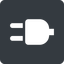 Down, normal, solid, square, electricity, plug, charge, charger, electric, plug-solid, electrics, electrical icon