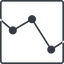 Line, down, square, horizontal, mirror, graph, analytics, chart, analytics-thin icon