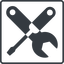 Thin, line, down, square, horizontal, mirror, building, spanner, wrench, tool, screwdrive, construction, fix, tools, tools-alt-solid icon