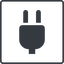 Thin, line, left, square, electricity, plug, charge, charger, electric, plug-solid, electrics, electrical icon