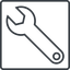 Thin, line, left, square, spanner, wrench, tool, mechanics, mechanical, repair, spanner-thin icon