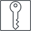 Thin, line, right, square, horizontal, mirror, unlocked, unlock, locked, lock, key, access, security, key-thin icon