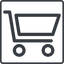 Thin, line, square, horizontal, mirror, shopping, cart, shop, buy, trolley, shopping-cart icon