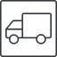 Thin, line, solid, square, horizontal, mirror, truck, delivery, van, lorry, truck-thin icon