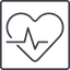 Thin, line, square, rate, medical, heart, medic, beating, beat, monitor, pulse, beating-heart-thin, beating-heart icon