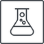 Thin, line, up, square, bubble, bubbles, graduated, erlenmeyer, chemical, flask, lab, laboratory, chemistry, potion, glassware, conical, bubbling, boiling, bulbous, erlenmeyer-bubbling-thin icon