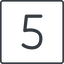 Thin, line, square, number, font, digit, five, five-thin, 5 icon