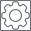 Thin, line, square, setting, config, gear, wheel, settings, cog, gear-thin icon
