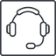Thin, line, square, phone, call, headset, headphone, microphone, support, headset-thin icon