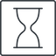 Thin, line, solid, square, glass, wait, load, loading, waiting, clock, hour, hourglass, sandglass, sand, timer, hourglass-thin icon