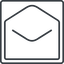 Thin, line, square, envelope, mail, message, email, contact, open, read, open-envelope, open-envelope-thin icon