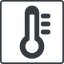 Thin, line, solid, square, temperature, thermometer, heat, high, hot, thermometer-high, thermometer-high-solid icon