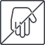 Thin, line, down, solid, square, horizontal, mirror, prohibited, hand, stop, fingers, hand-thin icon