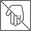 Thin, line, down, solid, square, prohibited, hand, stop, fingers, hand-thin icon
