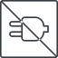 Thin, line, down, square, prohibited, electricity, plug, charge, charger, electric, plug-thin, electrics, electrical icon
