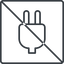 Thin, line, left, square, horizontal, mirror, prohibited, electricity, plug, charge, charger, electric, plug-thin, electrics, electrical icon