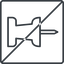 Thin, line, left, square, prohibited, thumbtack, pin, unpin, thumbtack-thin icon