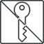 Thin, line, right, square, horizontal, mirror, prohibited, unlocked, unlock, locked, lock, key, access, security, key-thin icon