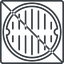Thin, line, right, square, horizontal, mirror, prohibited, manhole, sewer, sewer-manhole, metal, cover, manhole-thin icon