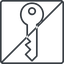 Thin, line, right, square, prohibited, unlocked, unlock, locked, lock, key, access, security, key-thin icon
