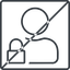 Thin, line, square, horizontal, mirror, user, man, woman, person, prohibited, secure, safe, padlock, locked, lock, user-lock, user-lock-thin icon