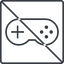 Thin, line, up, square, prohibited, game, gaming, games, gamepad, pad, joystick, gamepad-thin icon