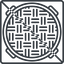 Thin, line, square, prohibited, manhole, sewer, sewer-manhole, metal, cover, sewer-manhole-thin icon