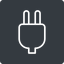 Thin, left, solid, square, electricity, plug, charge, charger, electric, plug-thin, electrics, electrical icon