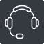 Thin, solid, square, horizontal, mirror, phone, call, headset, headphone, microphone, support, headset-thin icon