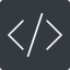 Thin, solid, square, code, html, text, editor, source, source-code, xml, code-thin icon